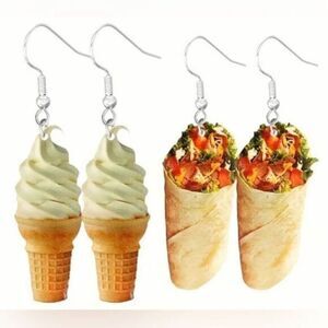 NWT Set of 2 Novelty Earrings - Acrylic Design Snack Dangle Earrings